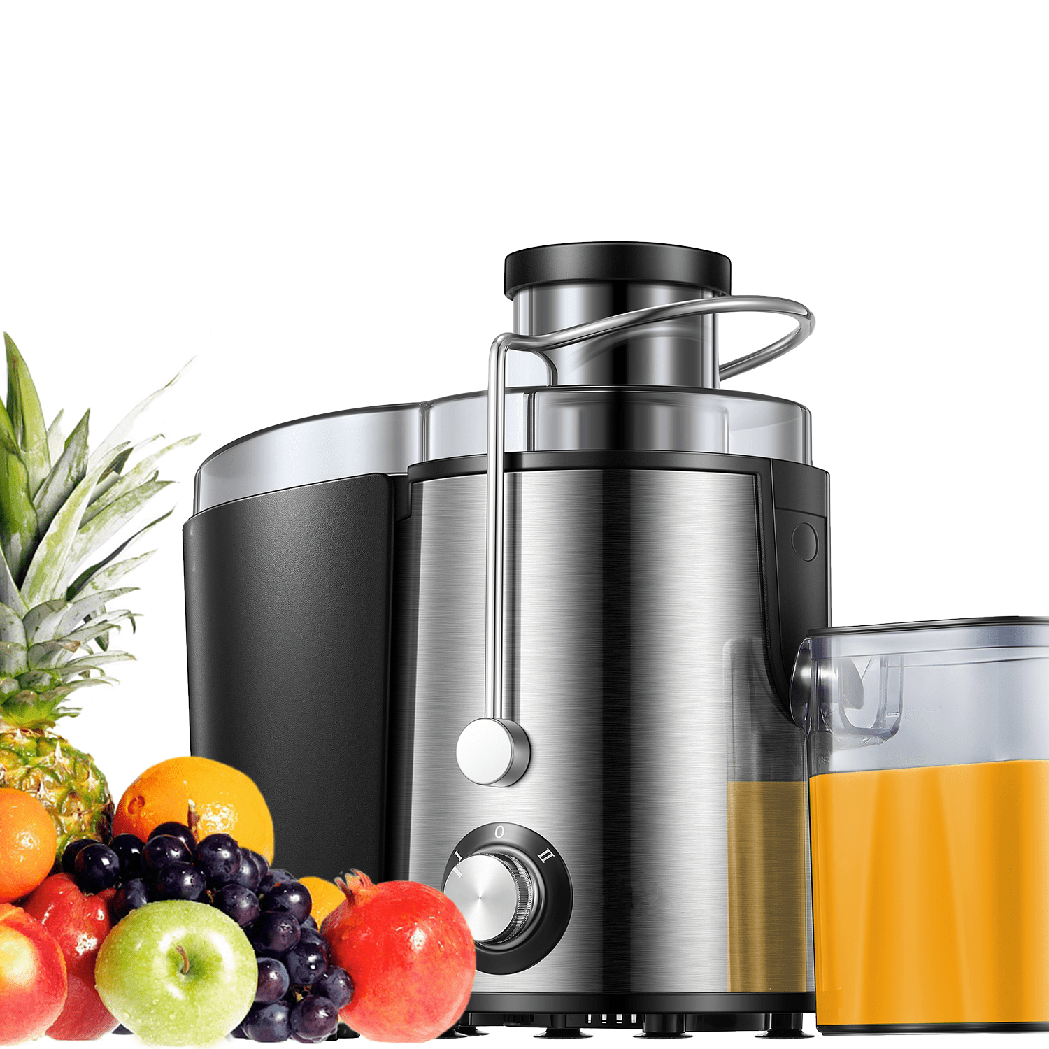 Compact One-Piece Centrifugal Juicer, Anti-Slip, Drip-proof, Silver – AICOOK