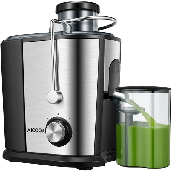 Juicer Wide Mouth Juice Extractor, Aicook Juicer Machines BPA Free Compact Fruits & Vegetables Juicer, Dual Speed Centrifugal Juicer with Non-drip Function, Stainless Steel Juicers Easy to Clean