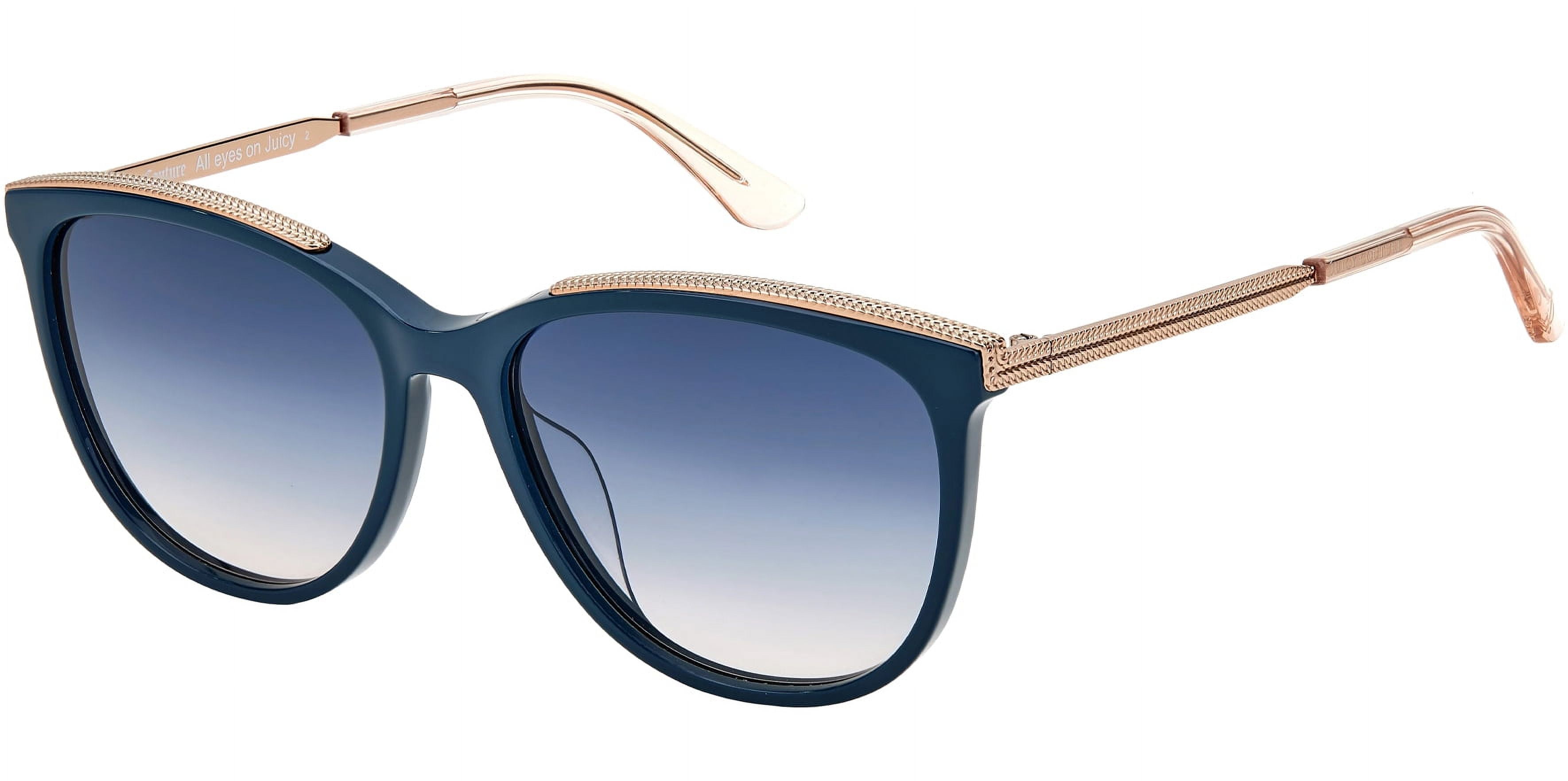 Juicy Couture Adult Women Teal-Rose Gold-Tone Round Cat Eye Sunglasses