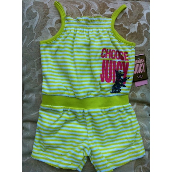 Juicy Couture Baby Girl Romper, Size 18-24 Months, Green Stripes