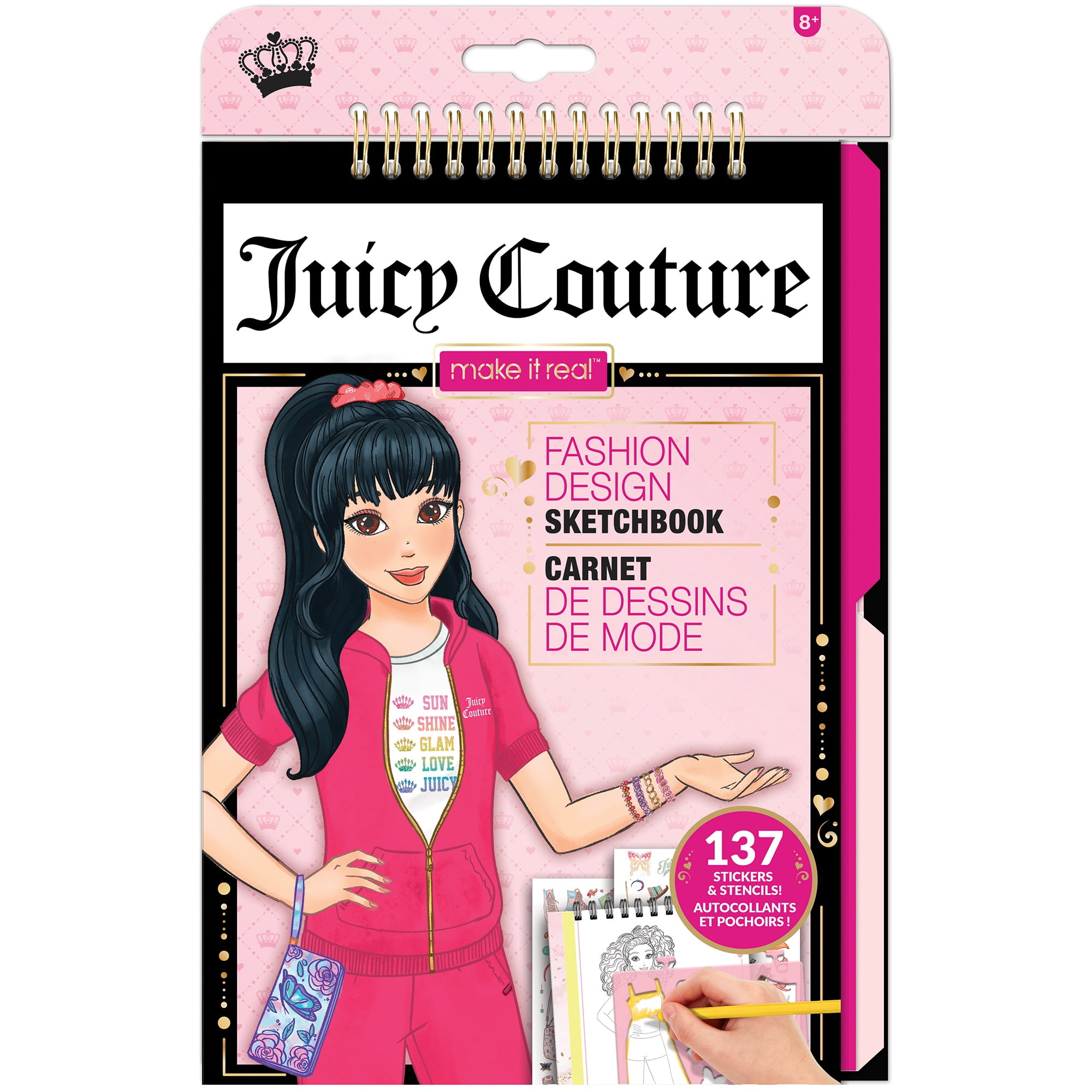 Juicy Couture Fashion Design Sketchbook, with Stencils & Stickers, 8.5"x11", 137 Pages
