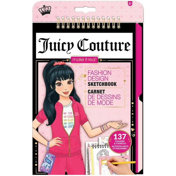Juicy Couture Fashion Design Sketchbook, with Stencils & Stickers, 8.5"x11", 137 Pages