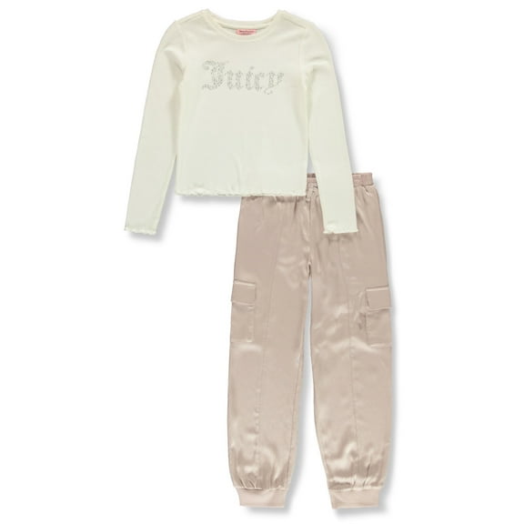 Juicy Couture Girls' 2-Piece Gemstone Pants Set Outfit Color: white/multi Size: 8 - 10