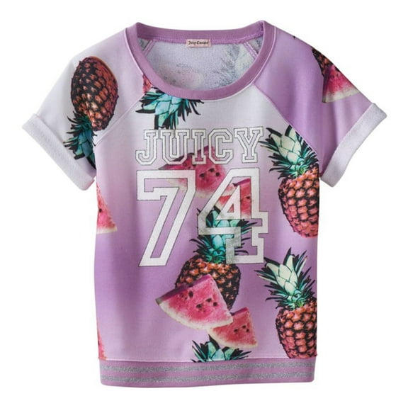 Juicy Couture Girls Fruit Roll Cuff Sweatshirt, Pink, Big Kids (8-20), S (7)