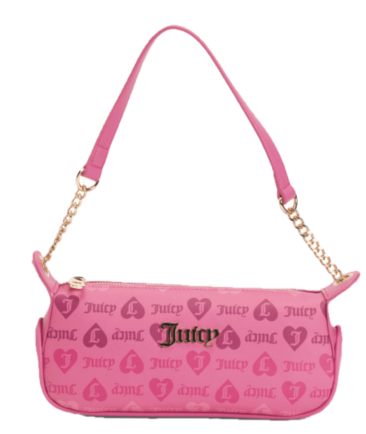 JUICY COUTURE Womens Girls Just Wanna Have Fun Shoulder Bag, Juicy Pink Logo Print Shoulder Purse with Chain Strap