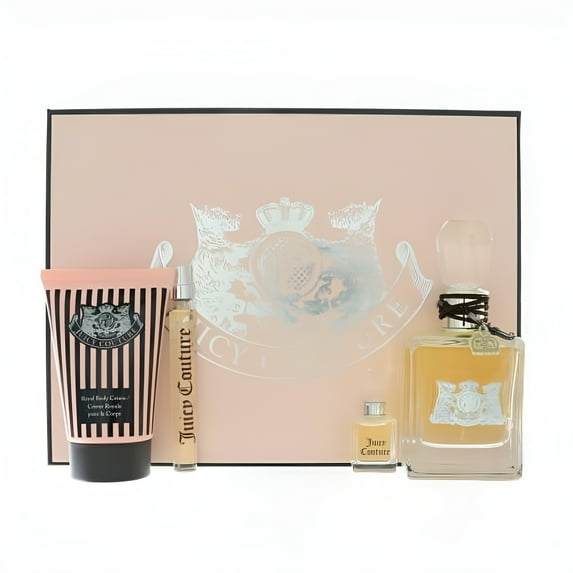 Juicy Couture Juicy Couture , 4 Pc Gift Set 3.4oz EDP Spray, 0.33oz EDP Spray, 0.17oz Deluxe Parfum Mini, 4.2oz Royal Body Cream