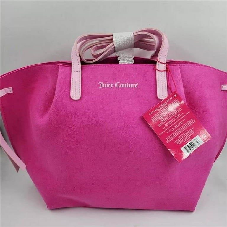 Juicy Couture Tote Bag, Pink Faux Suede Shopper Handbag with Logo