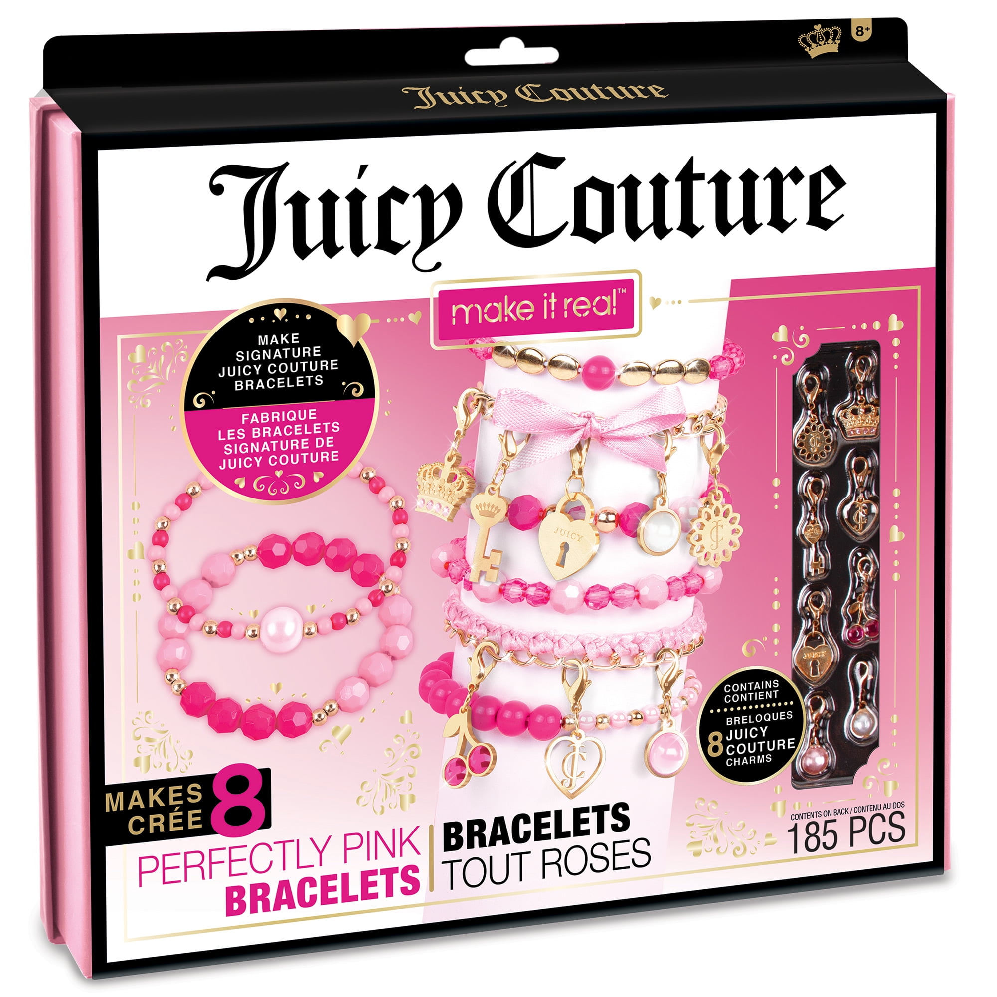 Juicy Couture: Perfectly Pink DIY Bracelets Kit- Create 8 Charm Bracelets,  185 Pieces, 8 Juicy Charms,Tweens Ages 8+ 