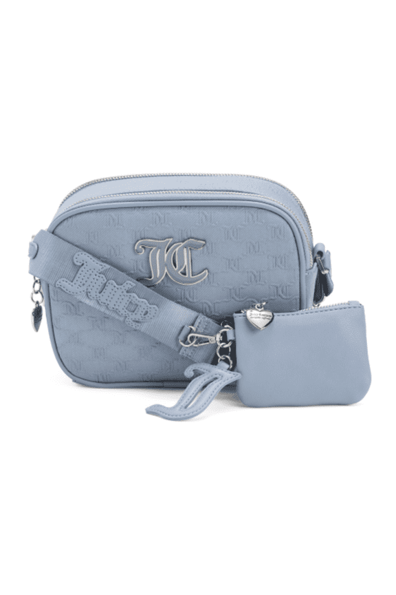 Team Forever Logo Embossed Crossbody Bag, Dusty Blue
