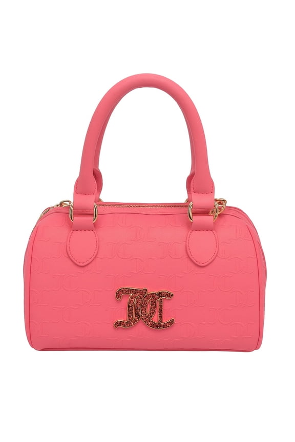 Womens Bling Logo Mini Satchel Handbag with Detachable Crossbody Strap, Pink Lemonade