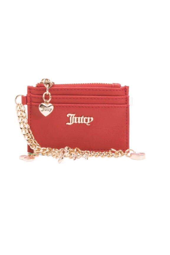 Womens Charm Card Case Wristlet Wallet, Red