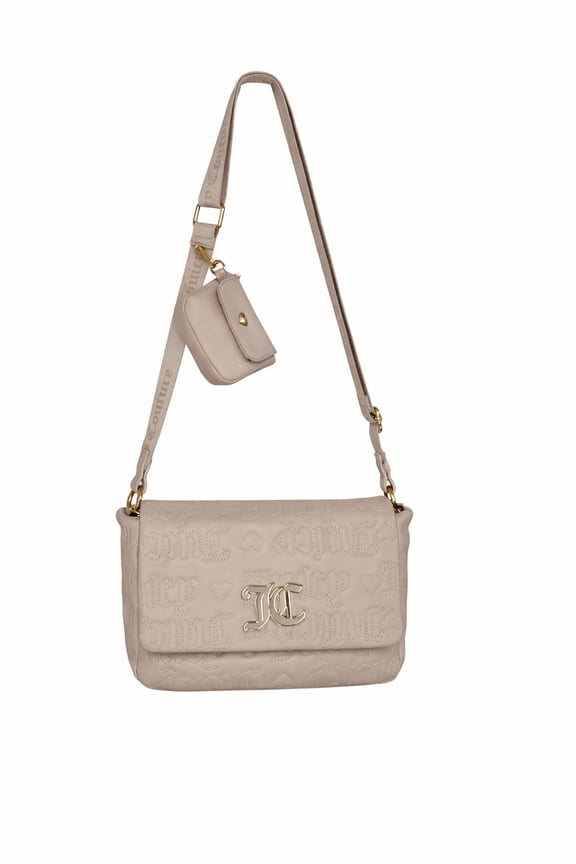 Womens Flawless Flap Convertible Shoulder Bag with Removable Coin Pouch, Cream