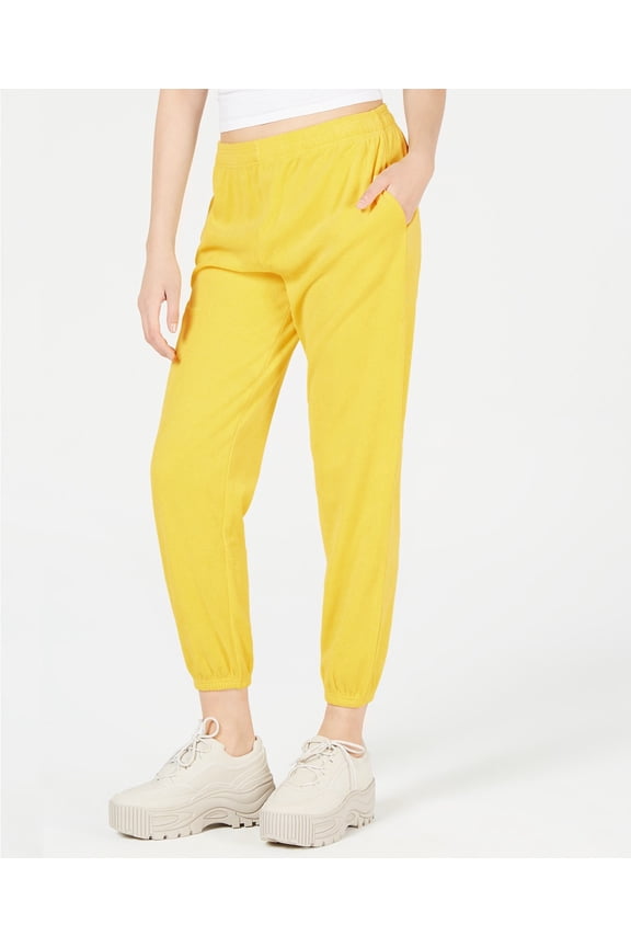 Women's Microterry Cropped Easy Jogger Pants 2 colors MSRP $88 (Yellow,Small)
