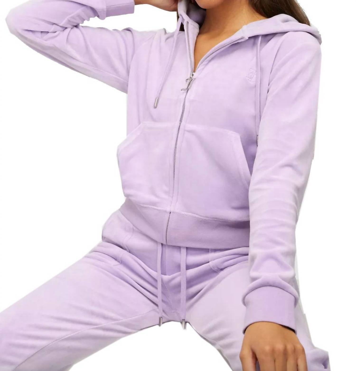 Juicy Couture Women s Orchid Petal Velour Hoodie Sweatshirt With Jeweled Back S Walmart