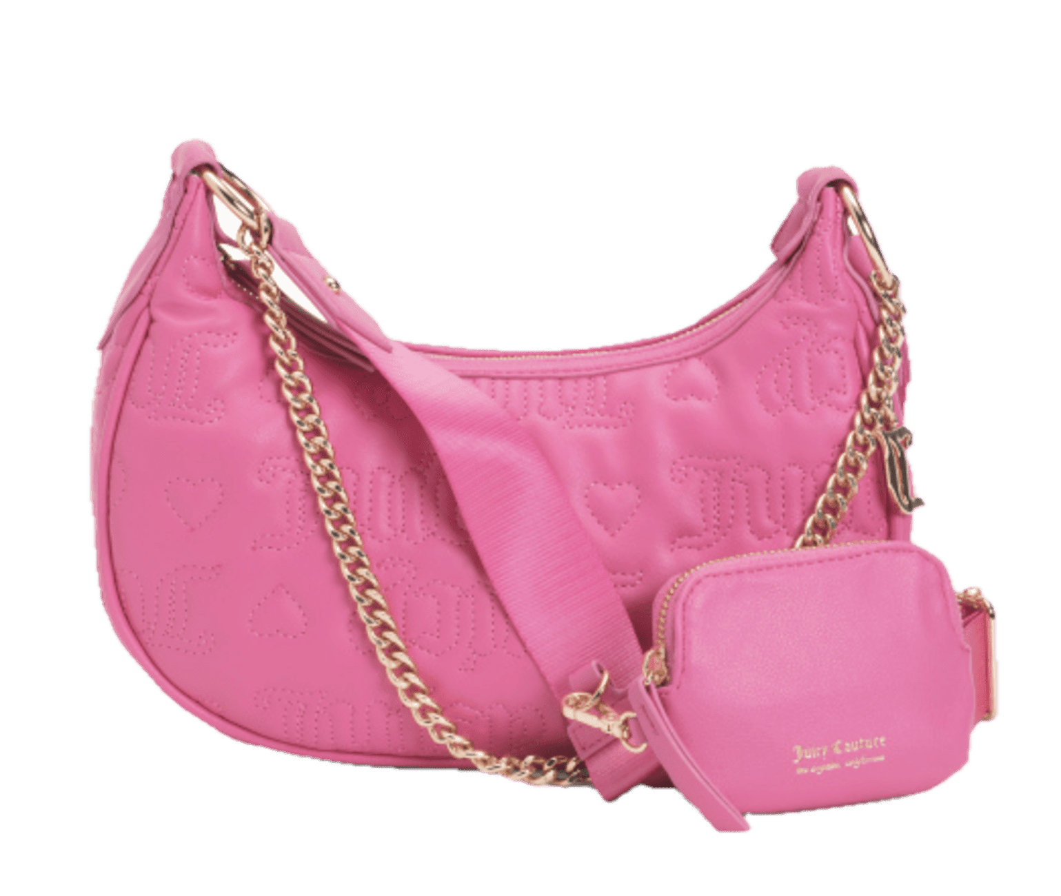 JUICY COUTURE Women's Quilted Puff Crossbody Shoulder Bag with Mini Pouch, Pink