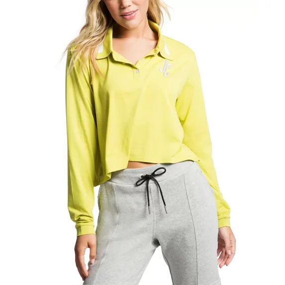 Juicy Couture Womens Cropped Collared Shirt, Lime/Small