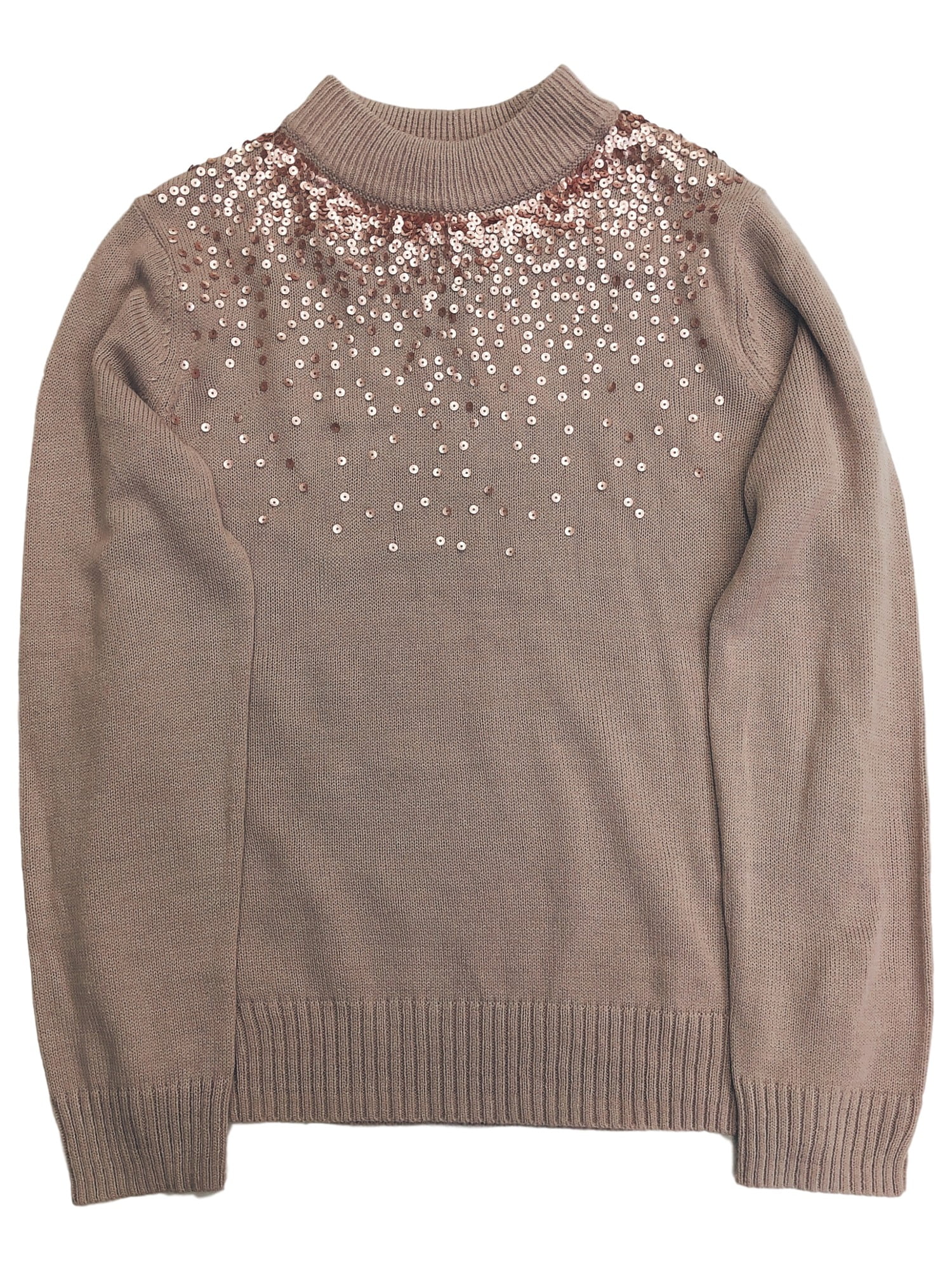 Juicy Couture Womens Dusty Rose Pink Sequin Pull Over Sweater