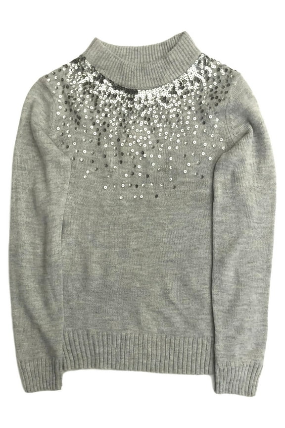 Womens Gray Sequin Pull-Over Sweater XX-Large