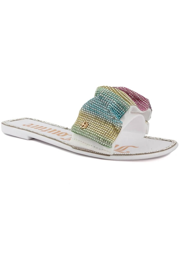 Womens Hollyn Embellished Rubber Slide Sandals