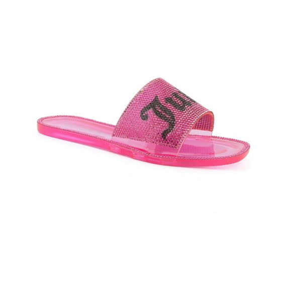 Juicy Couture Womens Hylton Logo Rhinestone Pool Slides
