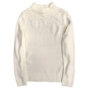 Juicy Couture Womens Off-White Ivory Sequin Pull-Over Sweater Small
