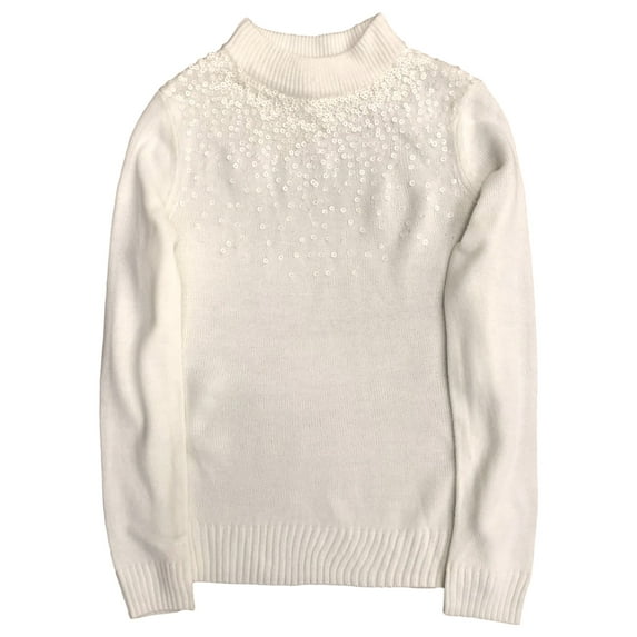 Juicy Couture Womens Off-White Ivory Sequin Pull-Over Sweater XX-Large