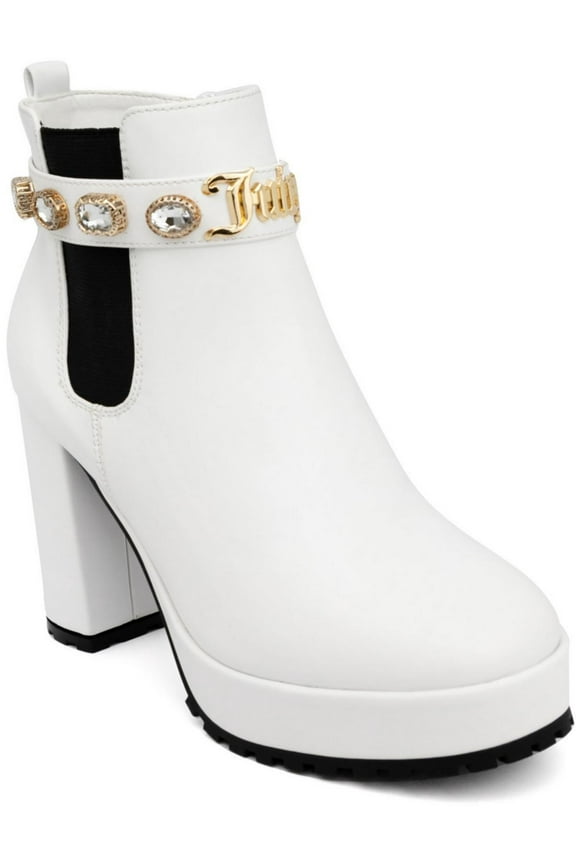 Womens Python Faux Leather Embellished Chelsea Boots