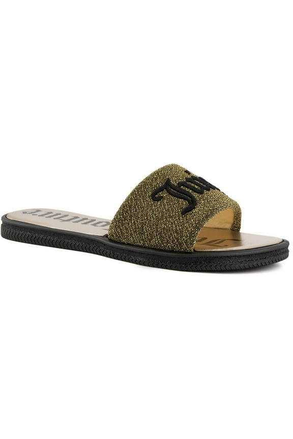 Womens Yuna Metallic Round Toe Slide Sandals