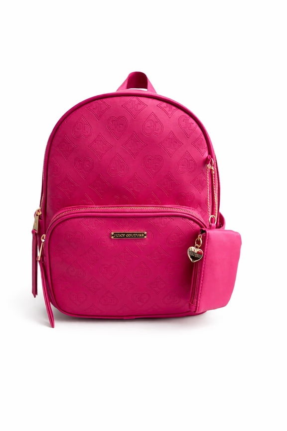 Word Play Mini Backpack with Detachable Zip Pouch, Raspberry Tart