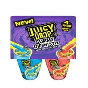 Juicy Drop, Gummies Dip 'N Stix, Gluten-Free, Fruit Flavored, Gummy Candy, Variety Pack, 13.6 oz, 4 Count Pack