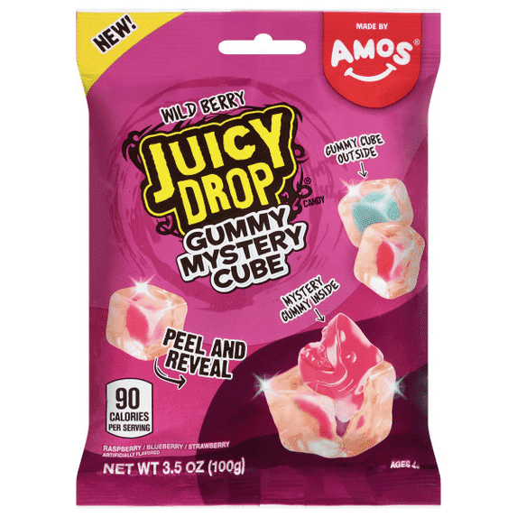 Juicy Drop Gummy Mystery Cube Wild Berry 3.5oz Peg Bag