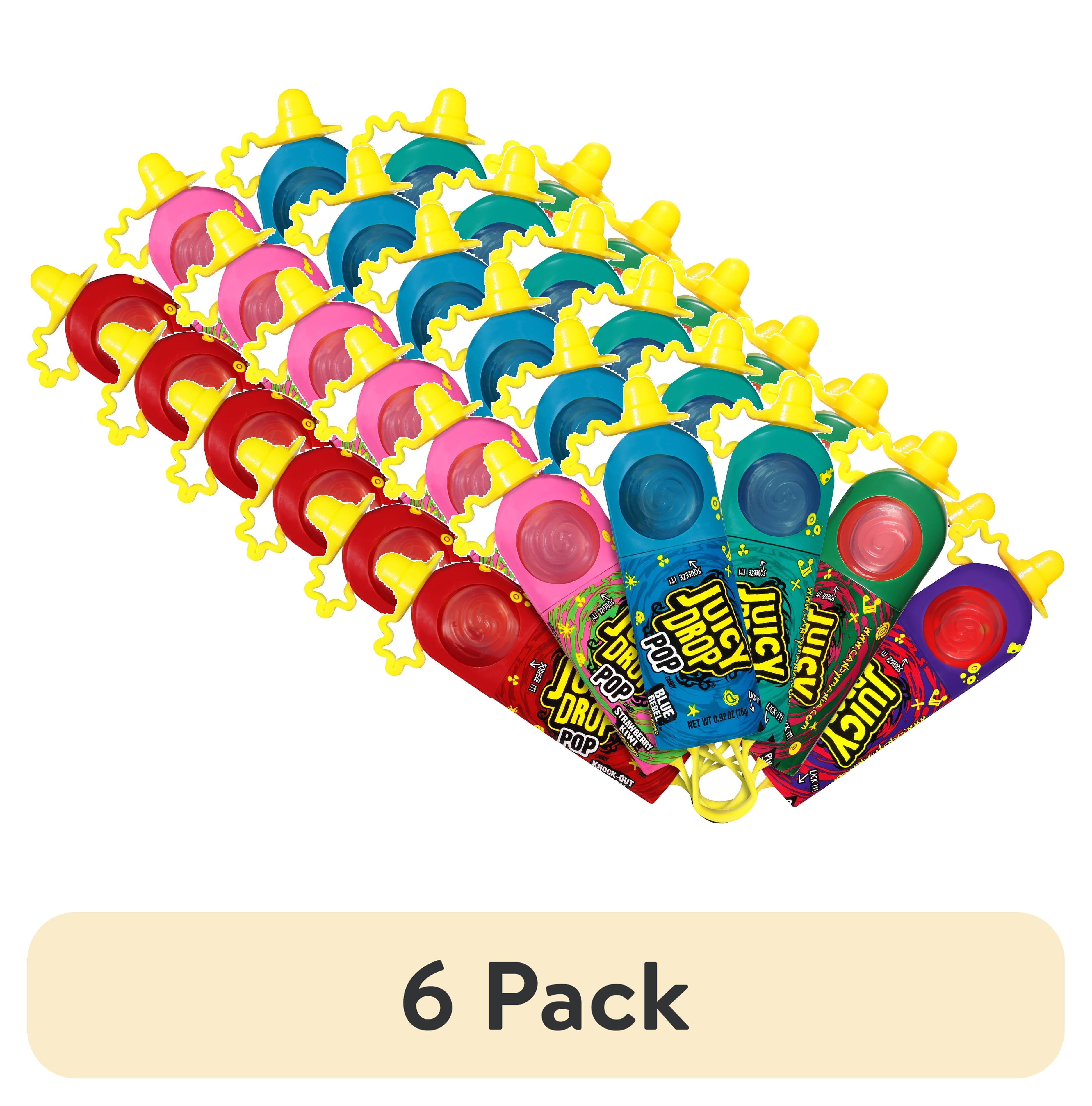 (6 pack) Juicy Drop Pop Sweet Lollipops Candy with Sour Liquid