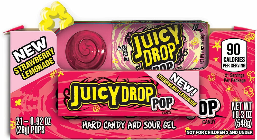Juicy Drop Pop Variety Pack, Assorted Flavors Sweet Lollipops with Sour  Liquid Candy, 0.92 Oz, 21 Count 