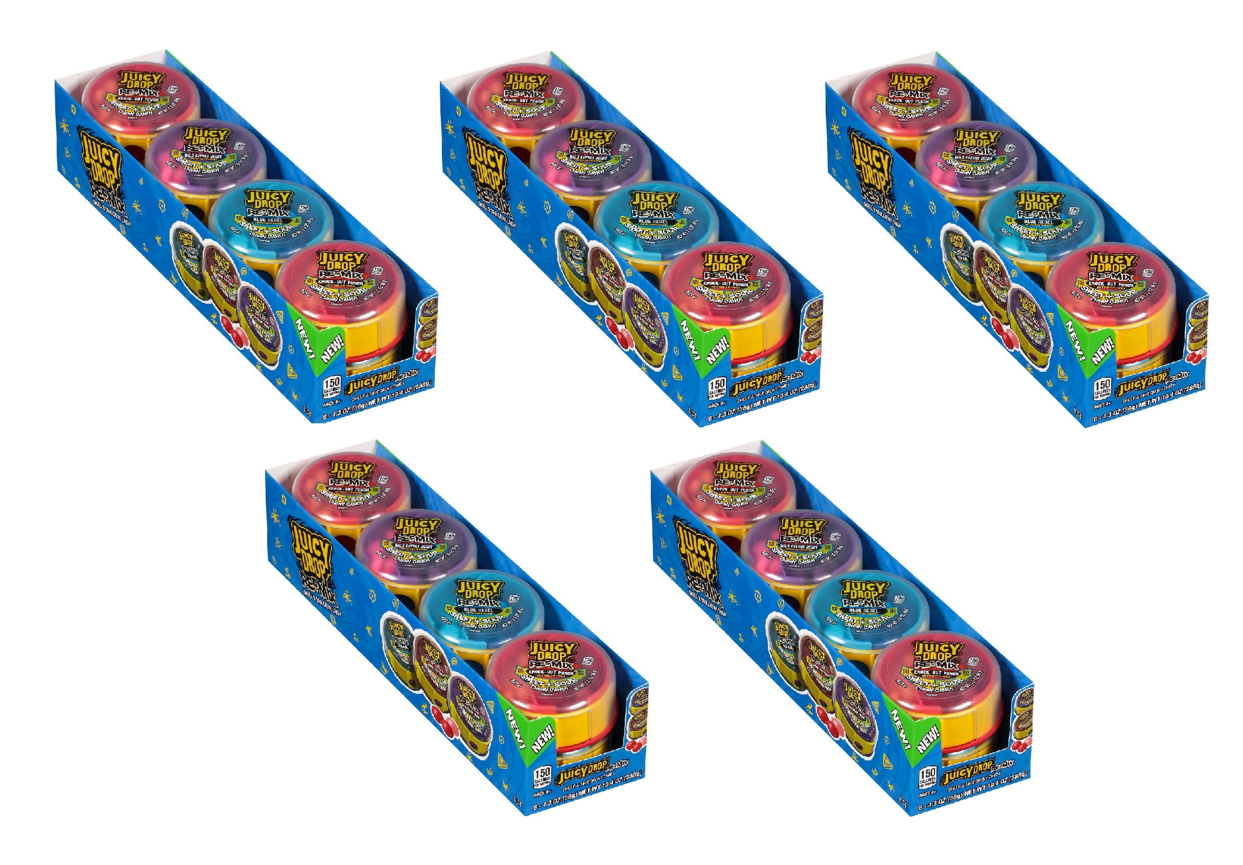 Juicy Drop Re-Mix Sweet & Sour Chewy Candy, Variety Pack, 1.3 oz, 8 ct 5PK