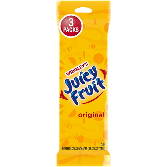 Juicy Fruit Chewing Gum, Value Pack - 15 Count (3 Pack) (Pack of 18)
