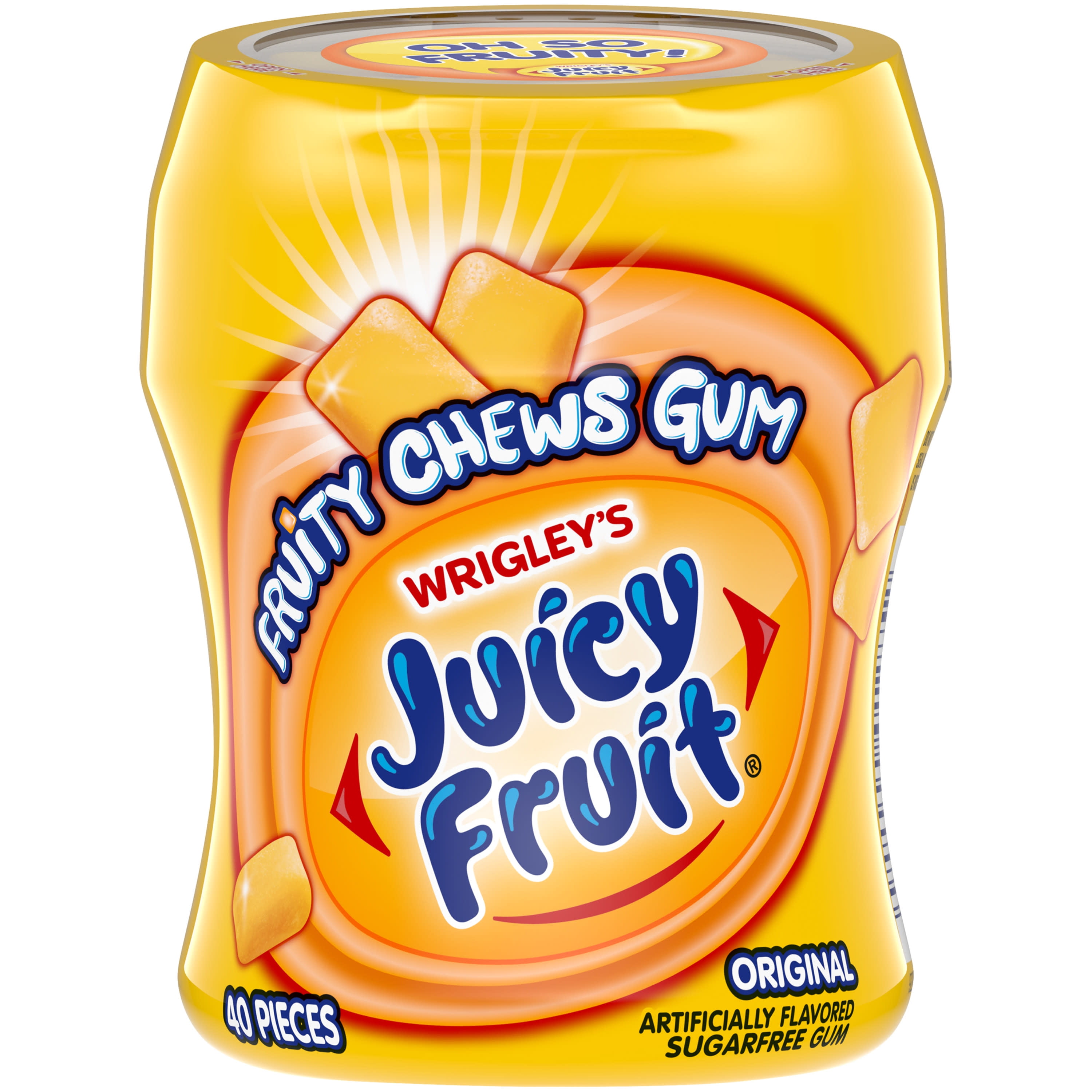 Juicy Fruit Fruity Chews Original Sugar Free Gum, 40 Piece Bottle