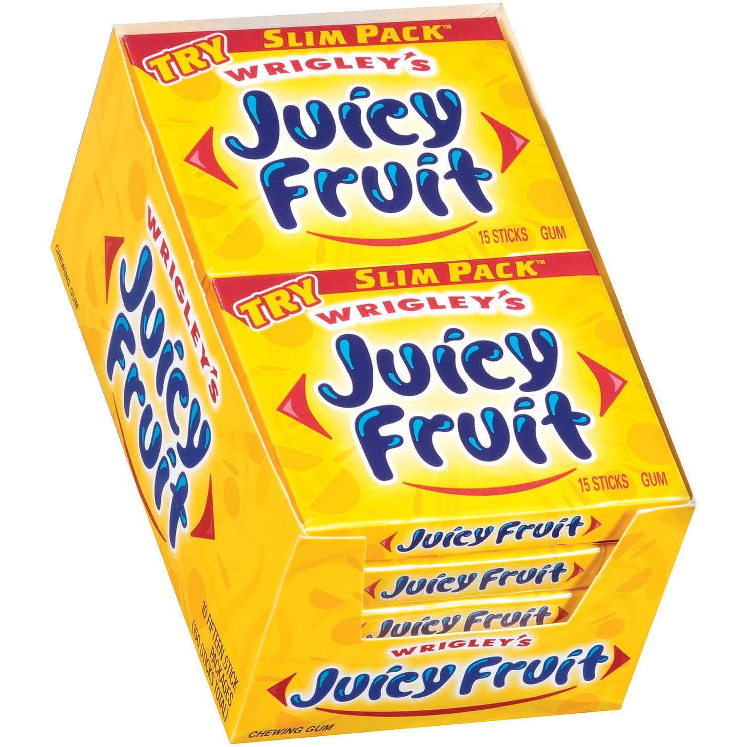 Juicy Fruit Gum Slim, 15 stick pack, (10 count)