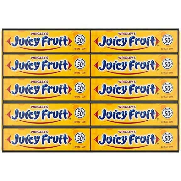 JUICY FRUIT Original Bubble Gum Chewing Gum Bulk Pack, 5 Stick (Pack of 40)