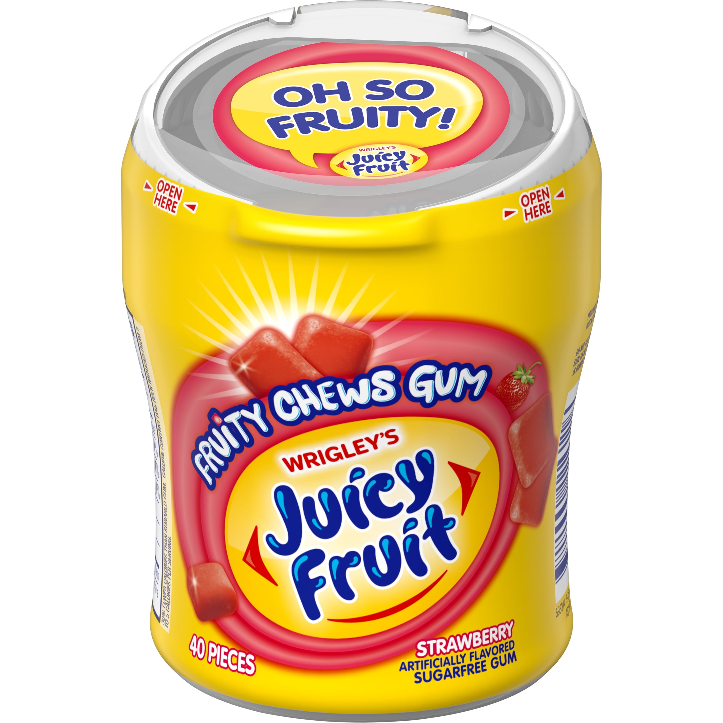 Juicy Fruit, Sugar Free Fruity Chews Strawberry Chewing Gum, 40 Ct