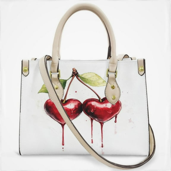 Juicy Heart-Shaped Cherry Fruit Cross Body Bags For Women Small Leather Female Handbags Fashion Top-Handle Totes