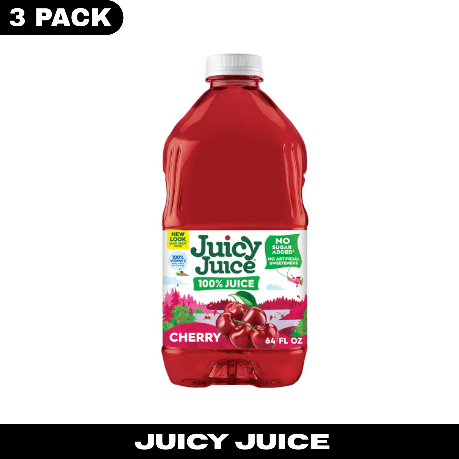 Juicy Juice 100% Cherry Juice, 64 fl oz, Pack of 3 – All-Natural, No Sugar Added