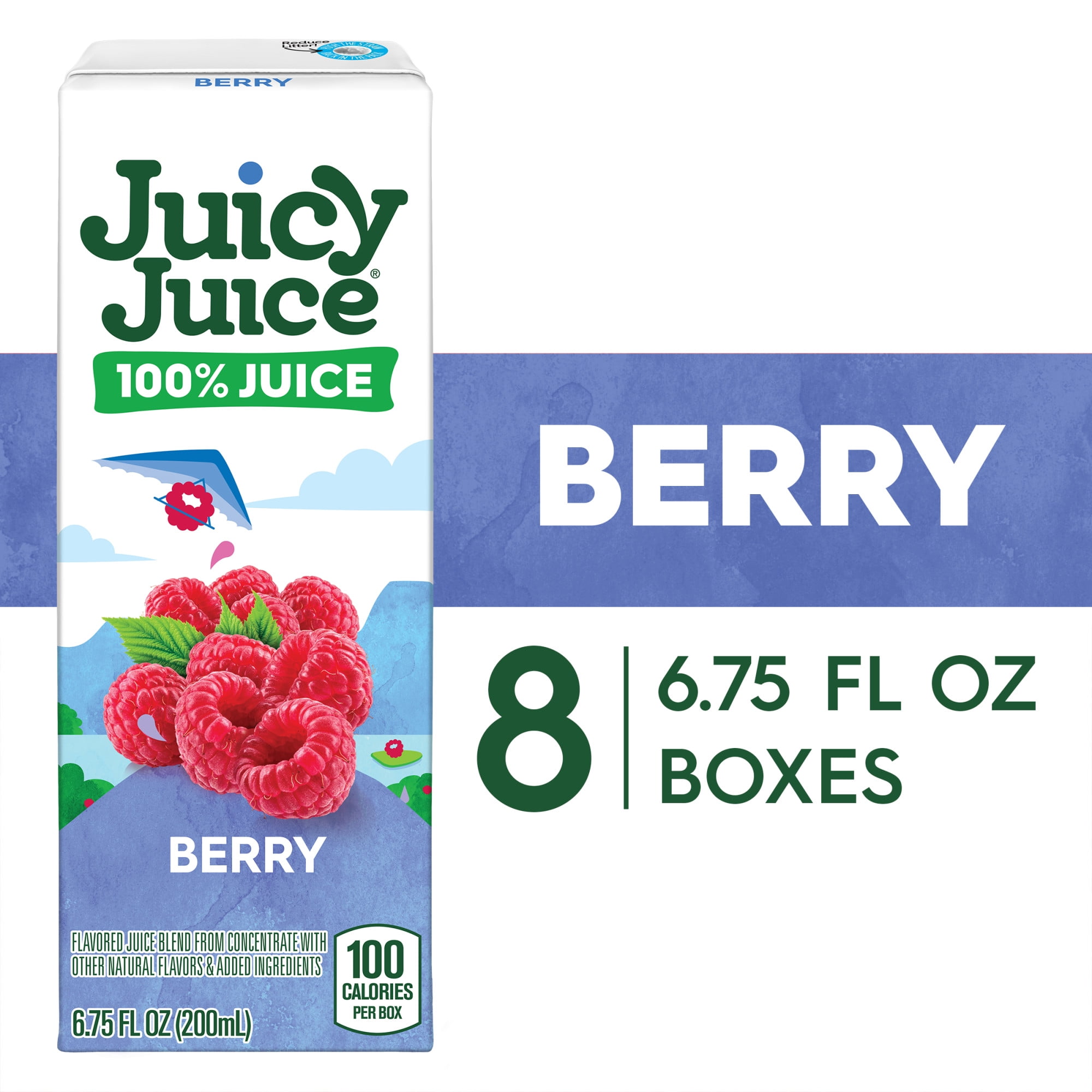 Juicy Juice 100% Berry Juice, No Sugar, Single Serving, 8 Count