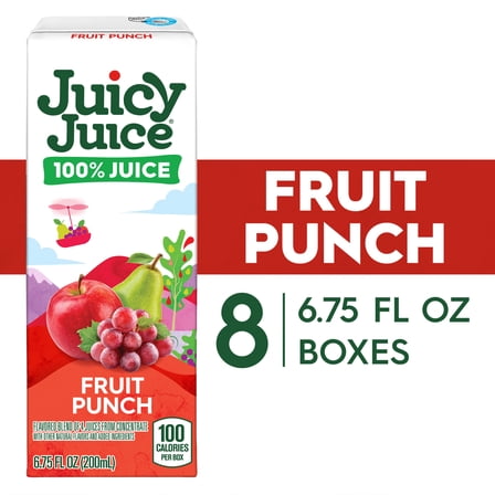 Juicy Juice 100% Juice, Fruit Punch, 8 Count, 6.75 fl oz Juice Boxes