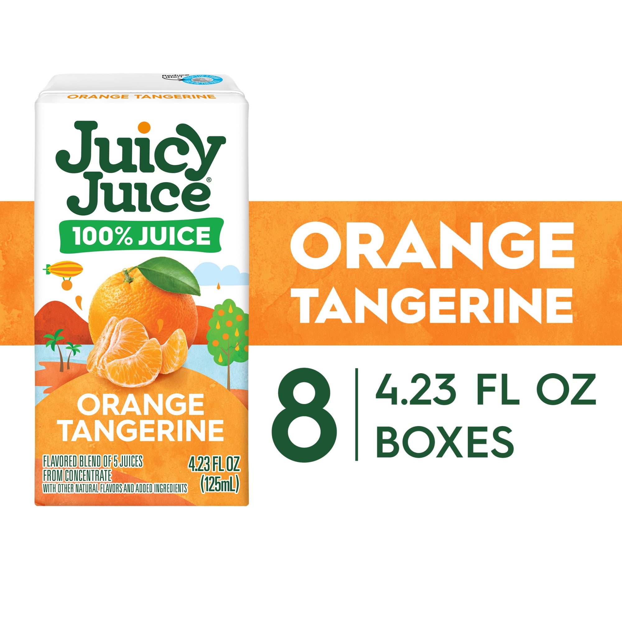 Juicy Juice 100% Juice, Orange Tangerine, 8 Count, 4.23 fl oz Juice Boxes