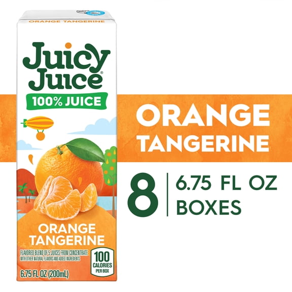 Juicy Juice 100% Juice, Orange Tangerine, 8 Count, 6.75 fl oz Juice Boxes
