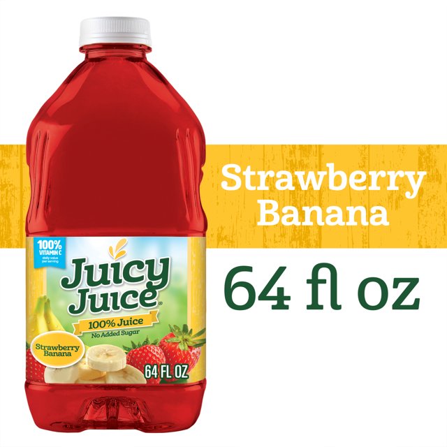 Juicy Juice 100 Juice, Strawberry Banana, 64 FL OZ Bottle