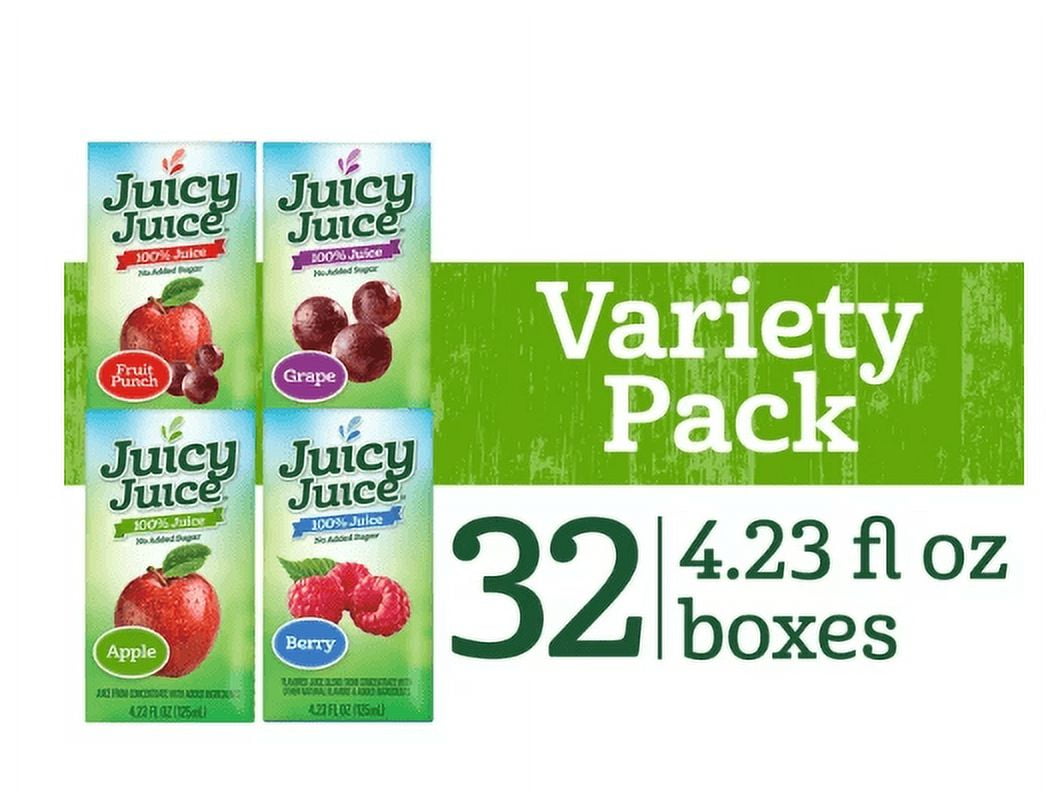 Juicy Juice Fruit Juice Boxes Variety Pack, 100 Juice, 32 Count, 4.23