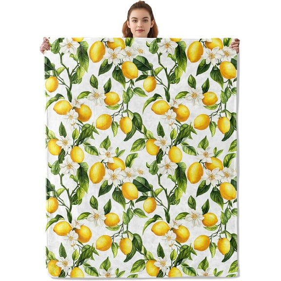 Juicy Lemon Blanket - Soft & Lightweight Cozy Flannel Throw Blanket - Plush Warm Blankets for Sofa, Travel, Bedroom, Office, Home Decor - Ideal Gifts for Adults Kids Women Men 60"×50"