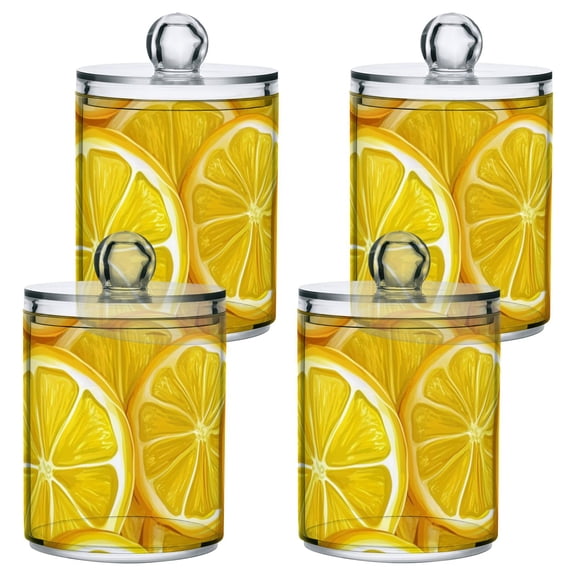 Juicy Lemon Slices Translucent Plastic Cans Storage Canisters with Lid Set of 4