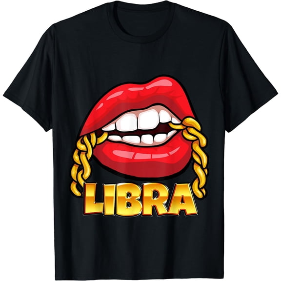 Juicy Lips Gold Chain Libra Zodiac Sign T-Shirt